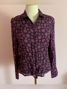 Vintage Women's Silk Purple Polka Dot Blouse